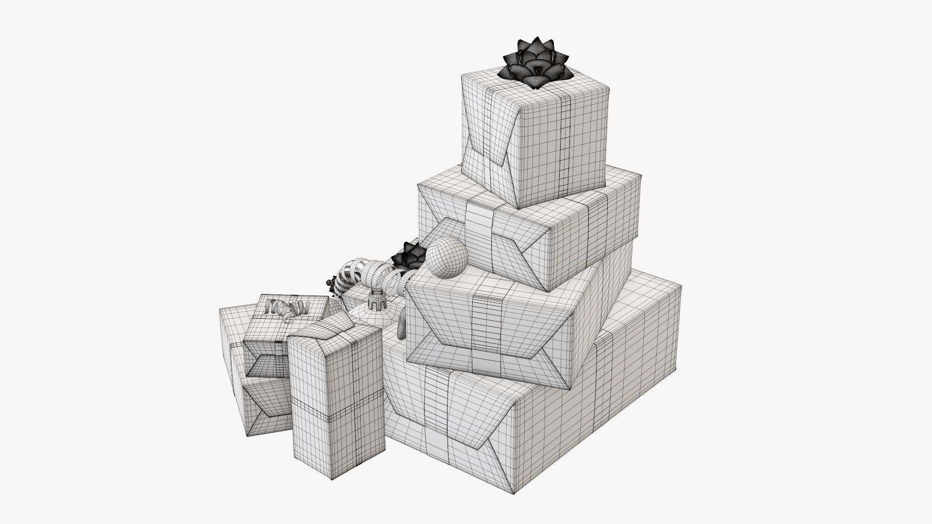 Decorated Christmas gifts 01v2 3D model_7