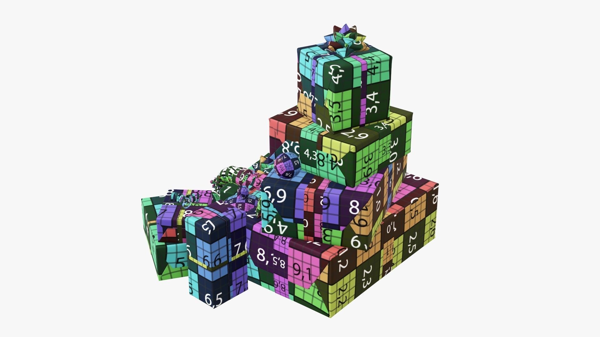 Decorated Christmas gifts 01v2 3D model_12