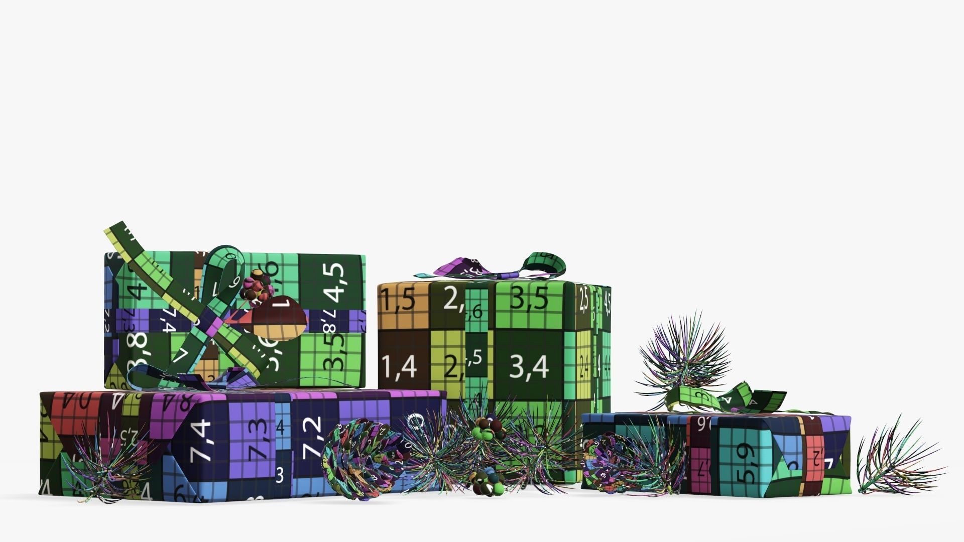 Decorated Christmas gifts 02 3D model_18