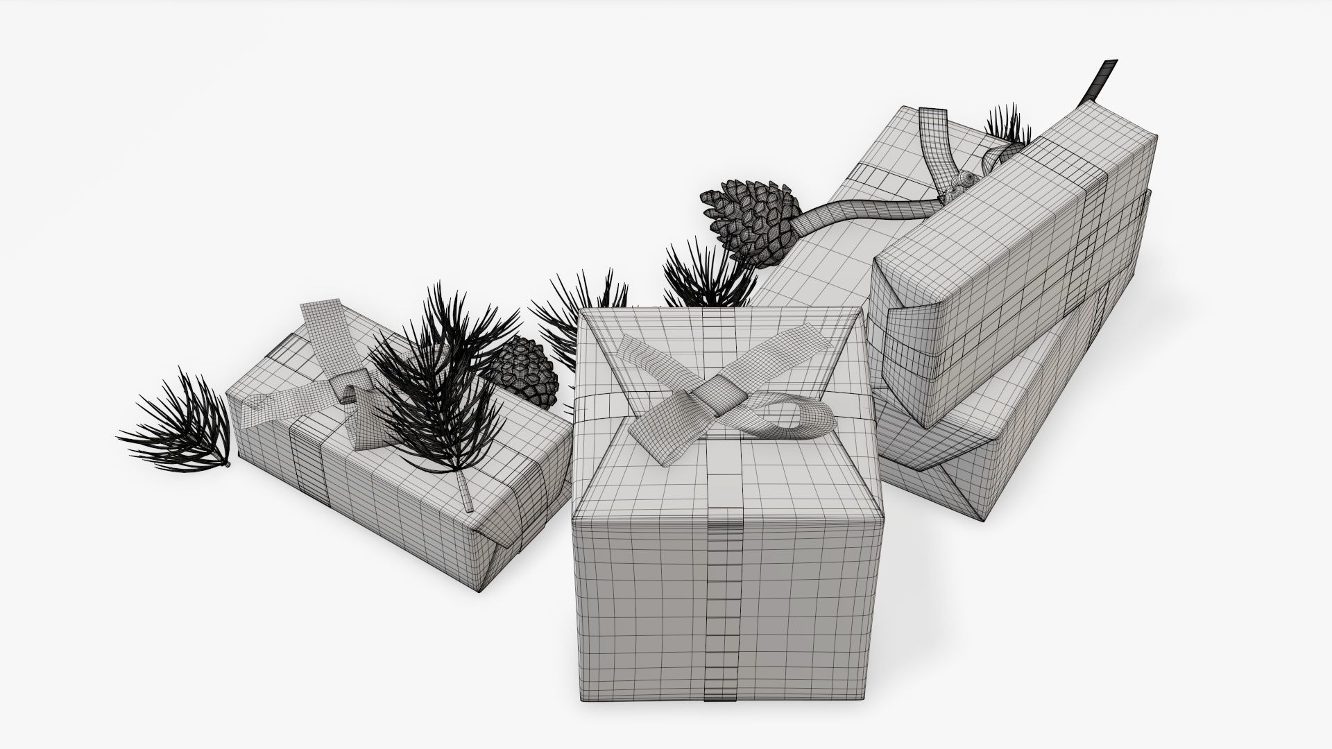 Decorated Christmas gifts 02 3D model_10