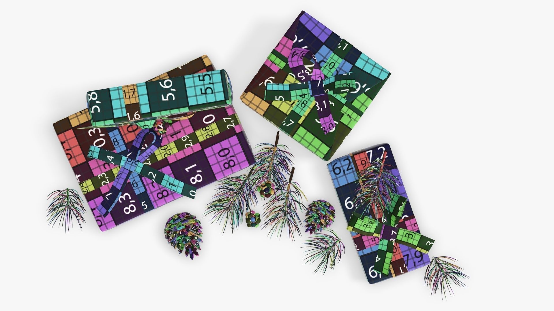 Decorated Christmas gifts 02 3D model_19