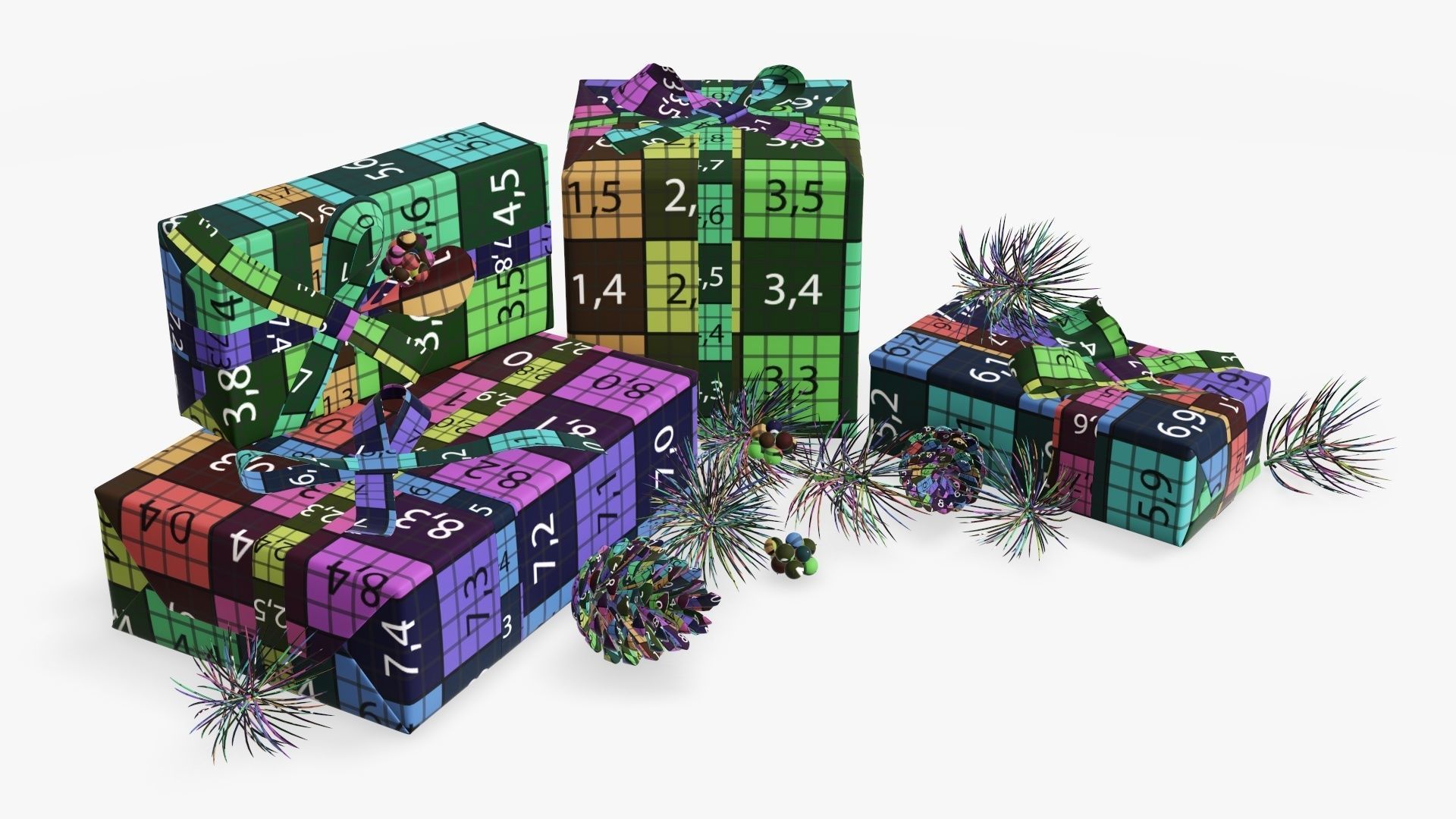 Decorated Christmas gifts 02 3D model_15