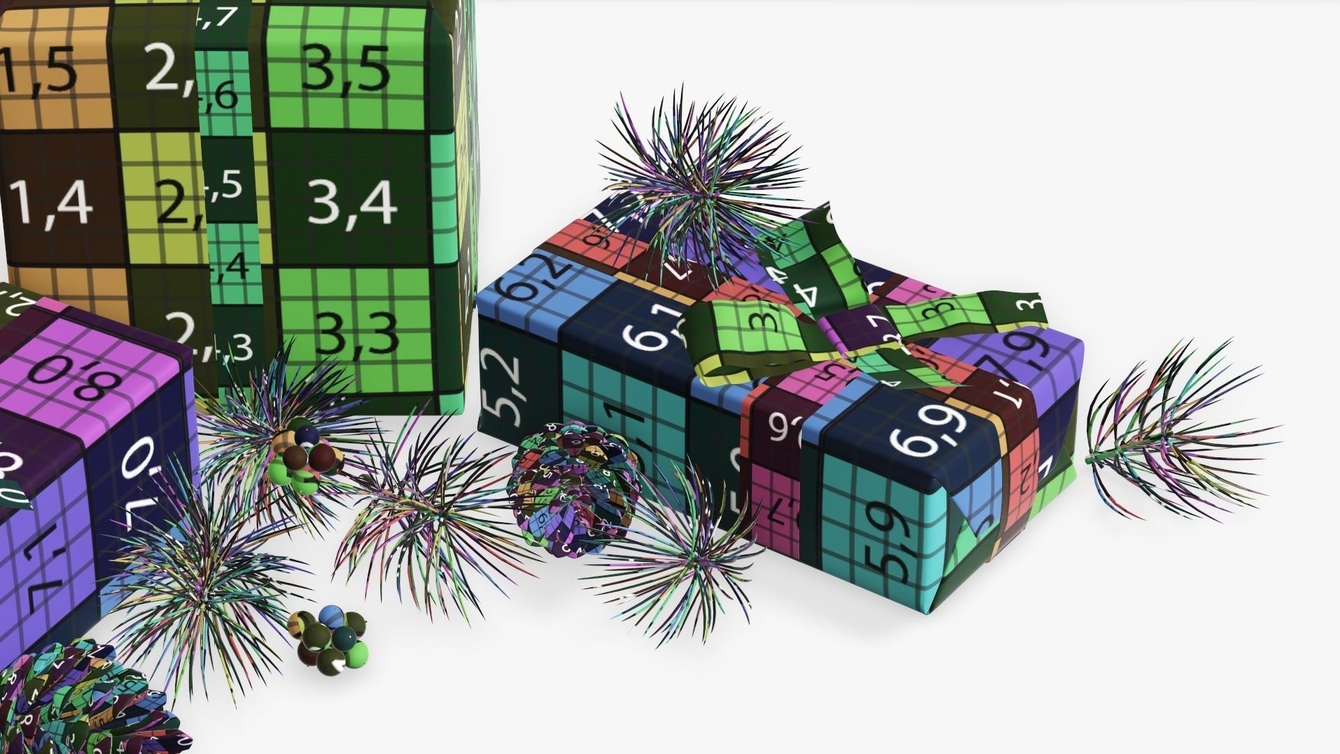 Decorated Christmas gifts 02 3D model_21