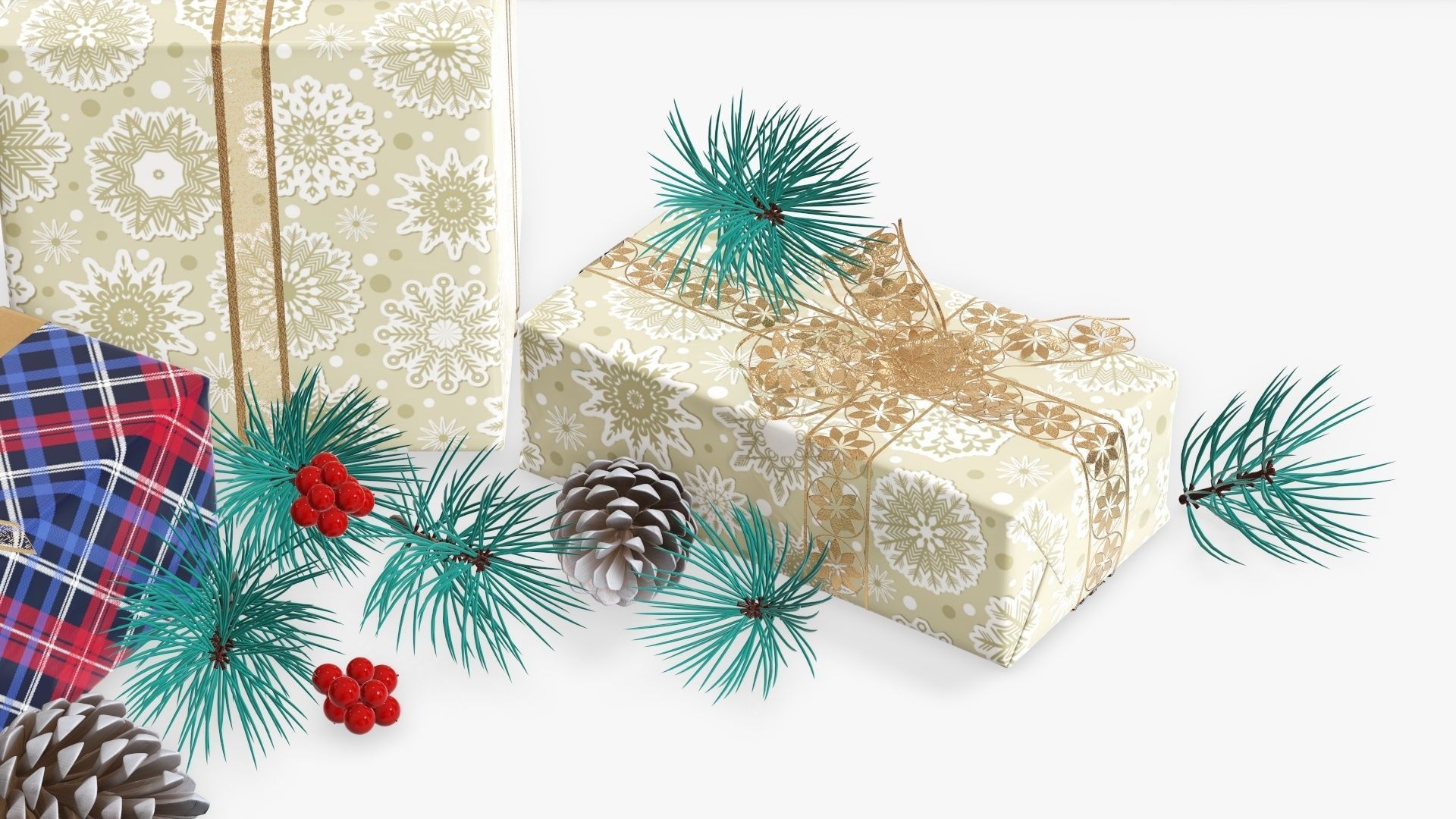 Decorated Christmas gifts 02 3D model_7