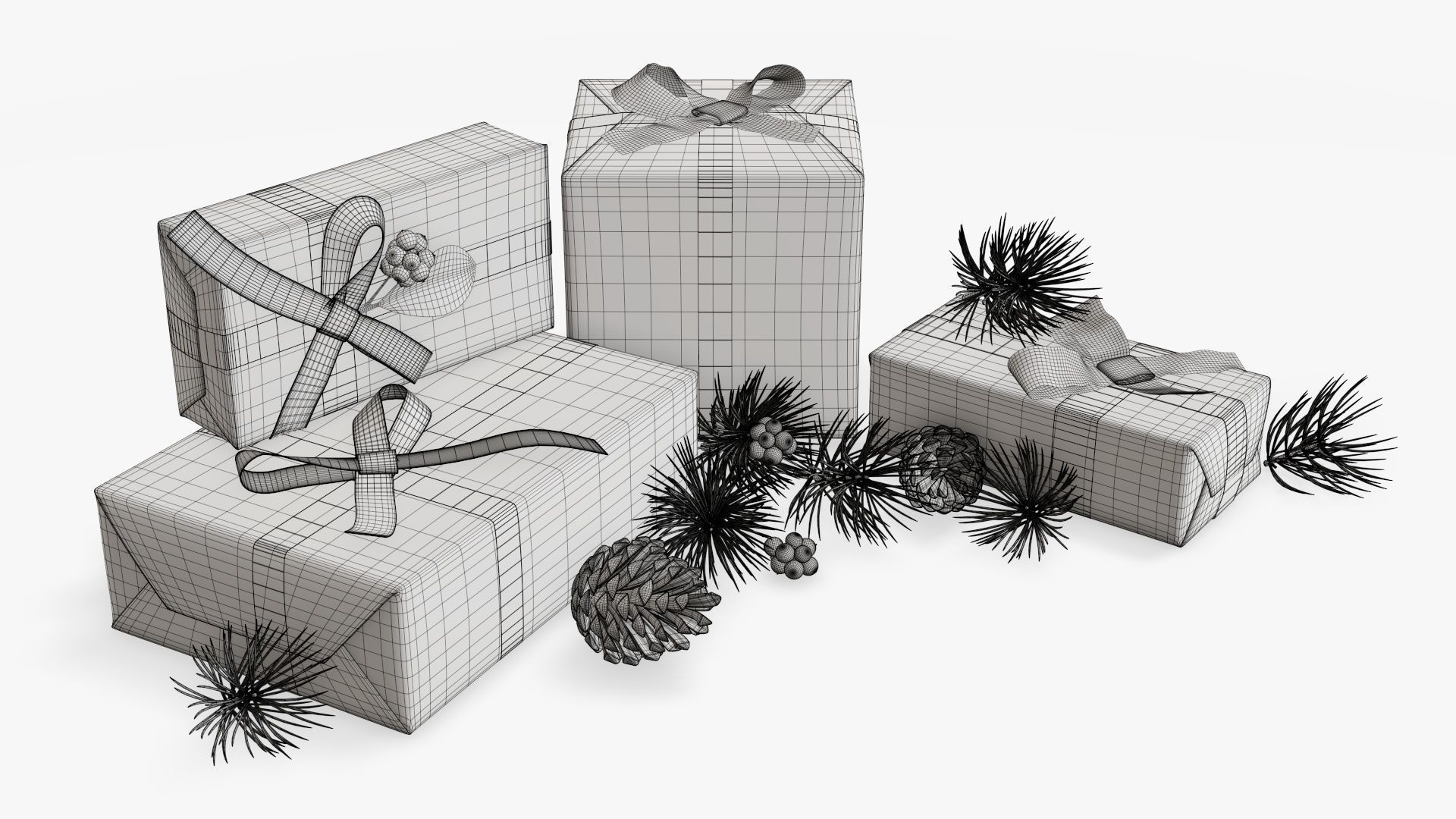 Decorated Christmas gifts 02 3D model_8