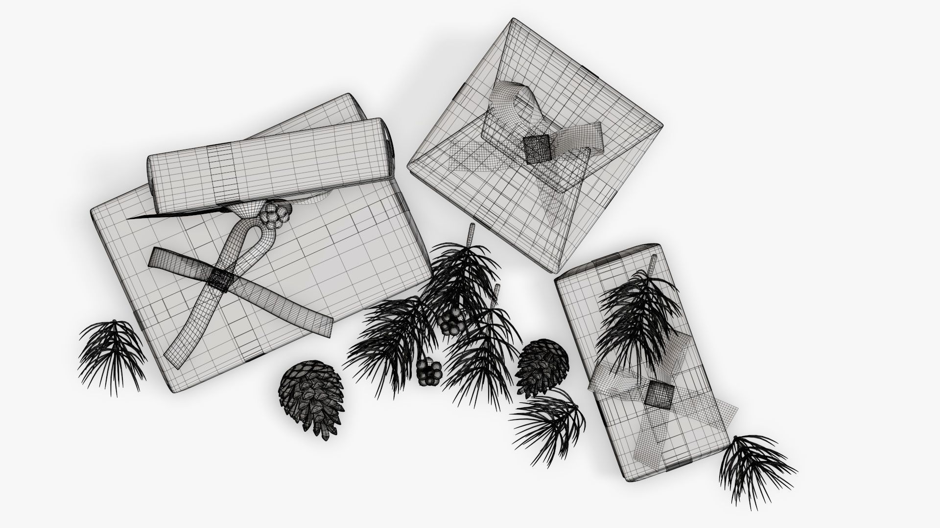 Decorated Christmas gifts 02 3D model_12