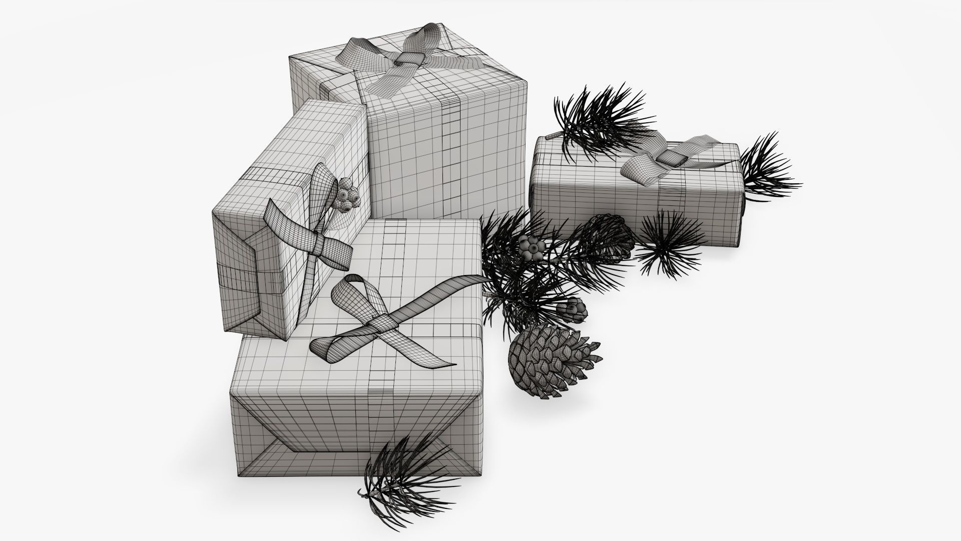 Decorated Christmas gifts 02 3D model_9