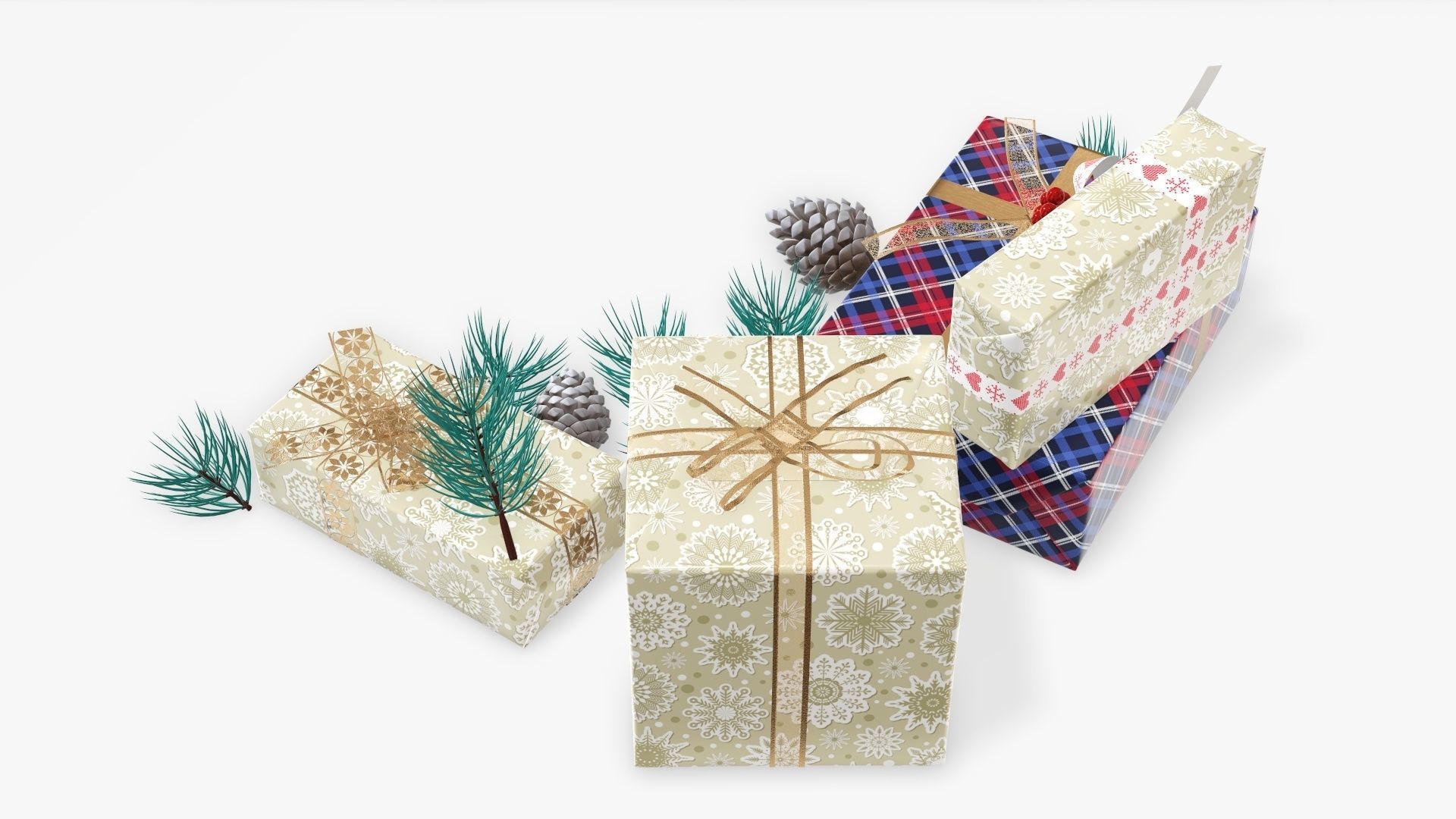 Decorated Christmas gifts 02 3D model_3