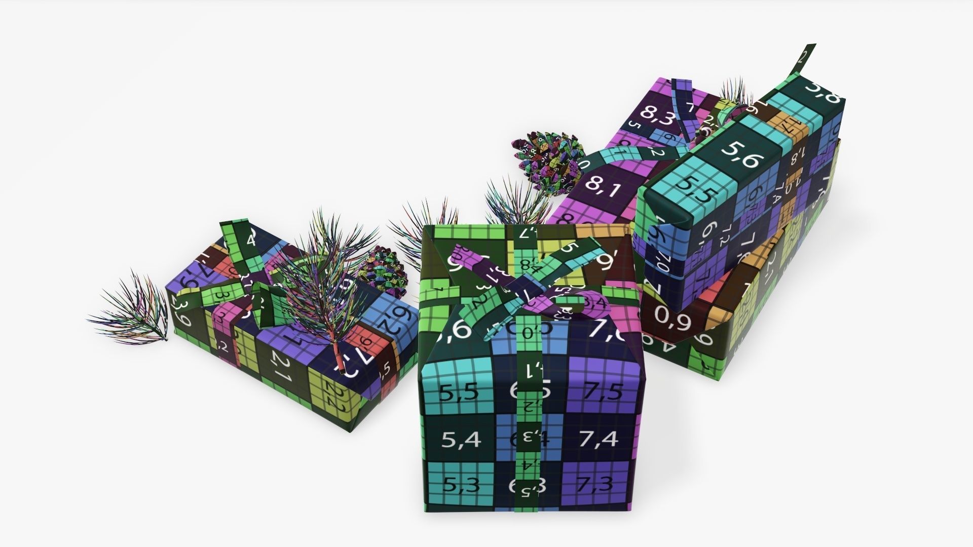 Decorated Christmas gifts 02 3D model_17