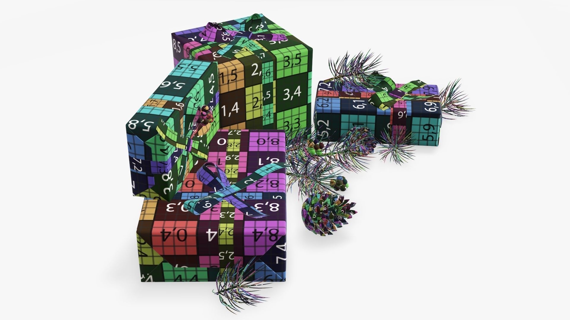 Decorated Christmas gifts 02 3D model_16