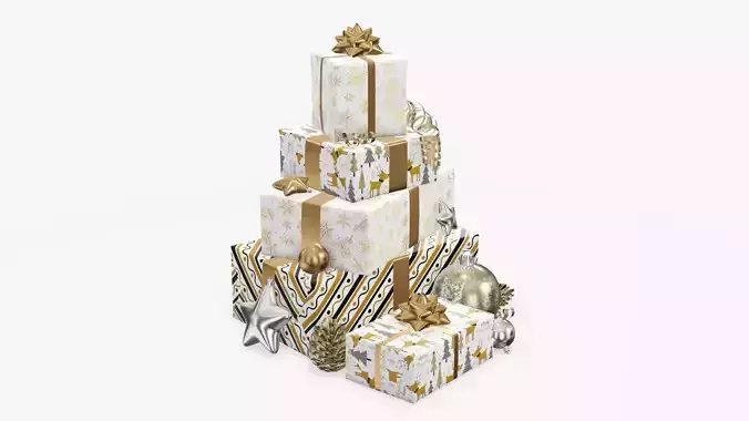 Decorated Christmas gifts 03 3D model