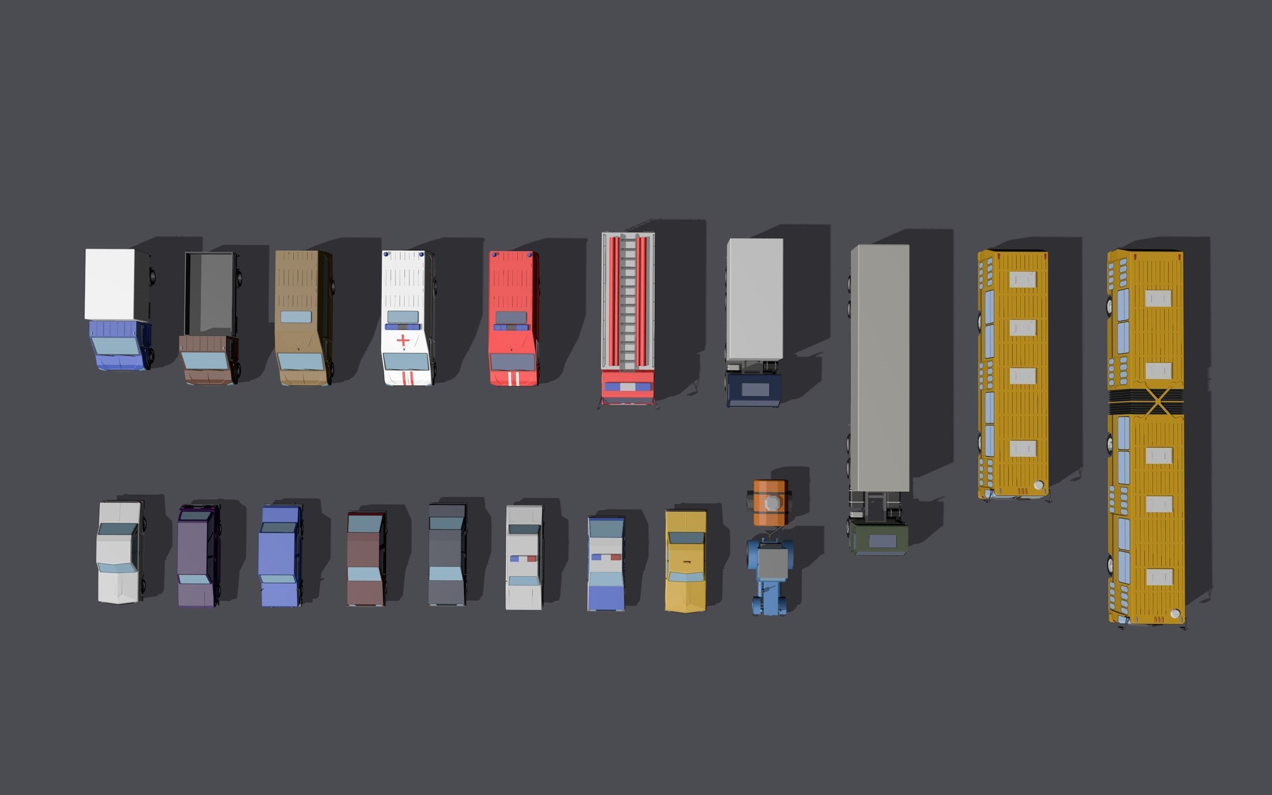 Full set of vehicles Low-poly 3D model_3