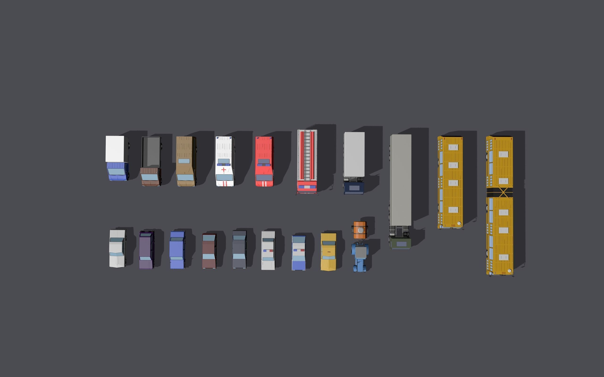 Full set of vehicles Low-poly 3D model_2