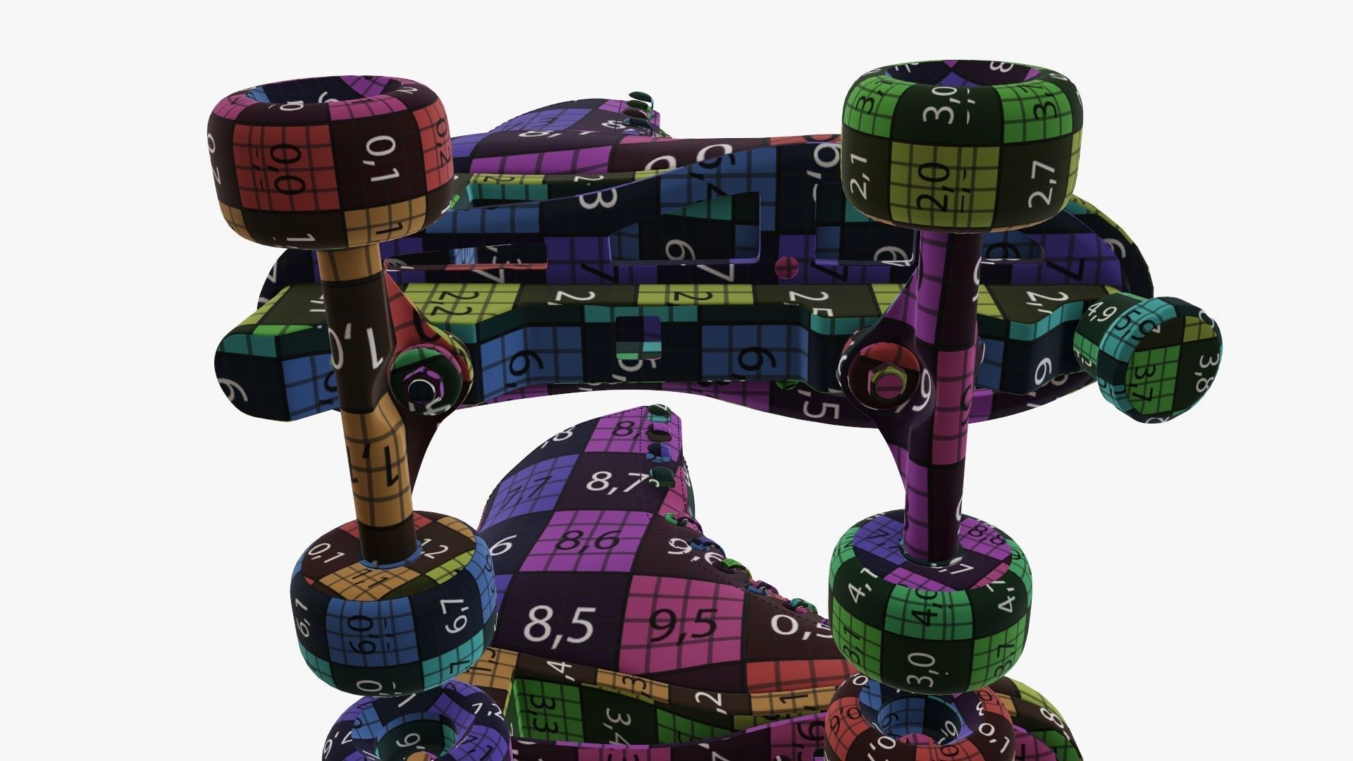 Quad roller skates with boots 3D model_22