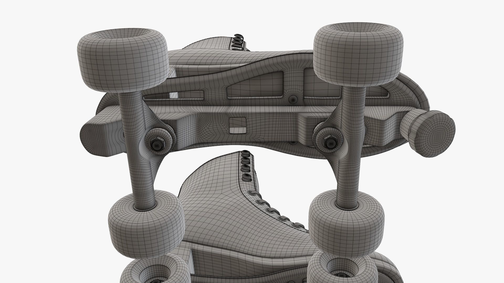 Quad roller skates with boots 3D model_14