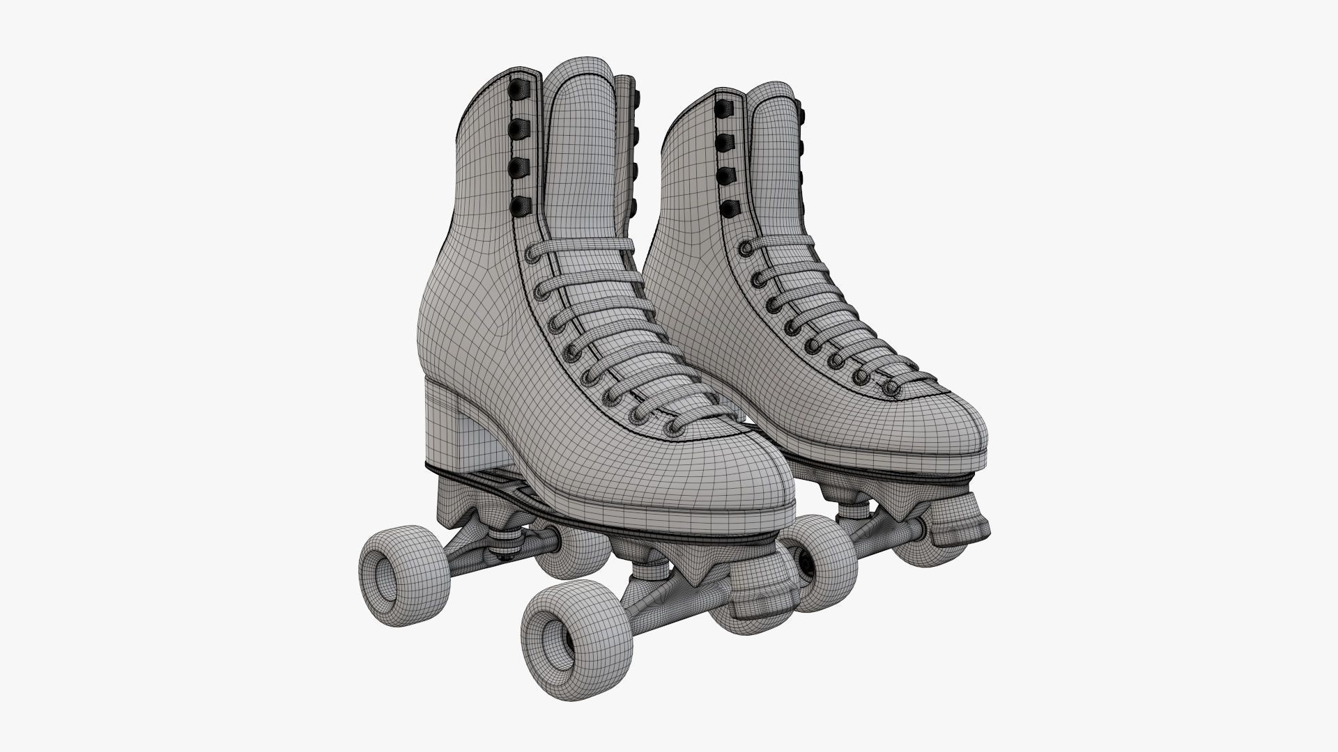Quad roller skates with boots 3D model_8
