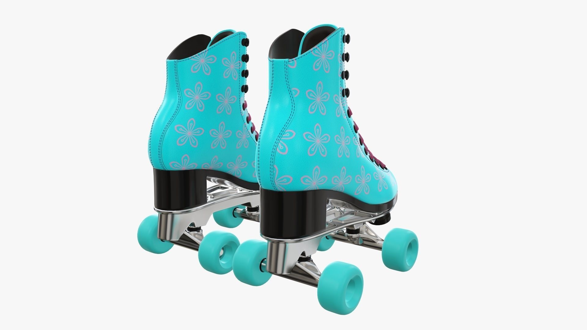 Quad roller skates with boots 3D model_3
