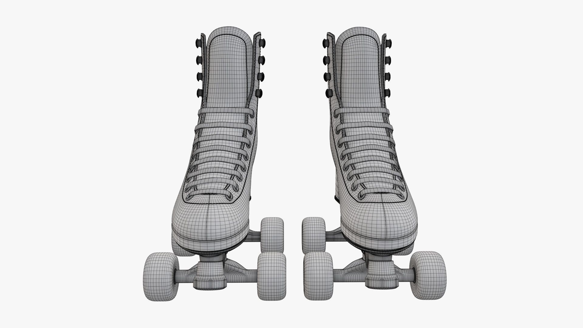 Quad roller skates with boots 3D model_9