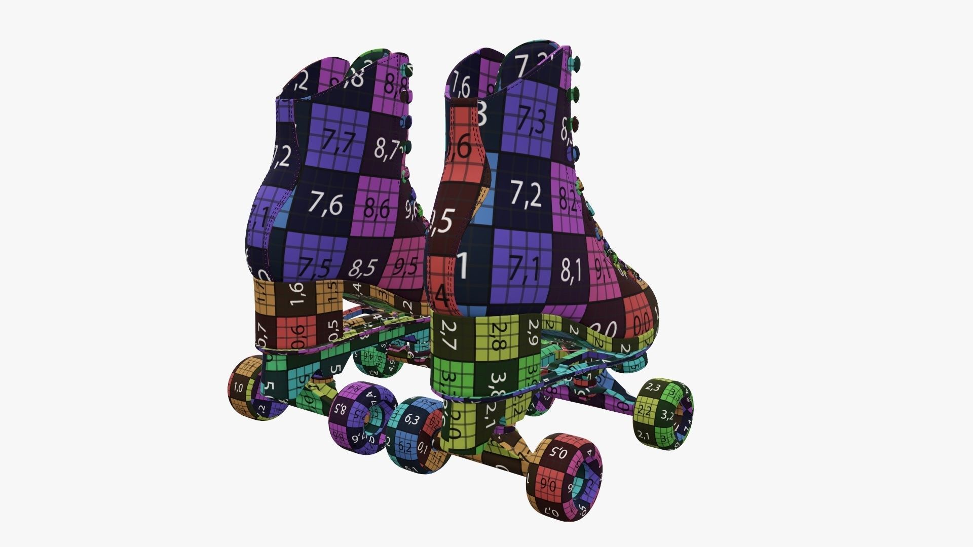 Quad roller skates with boots 3D model_19