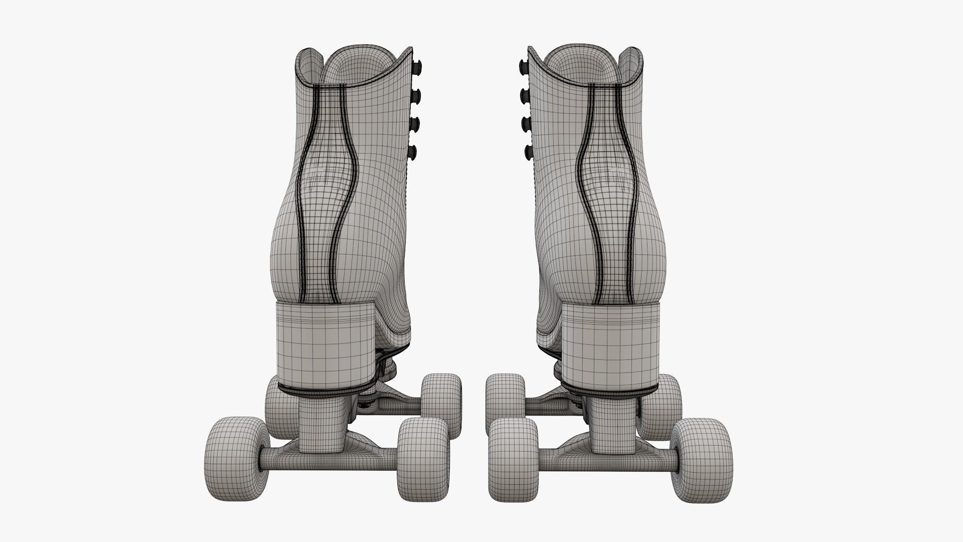 Quad roller skates with boots 3D model_12