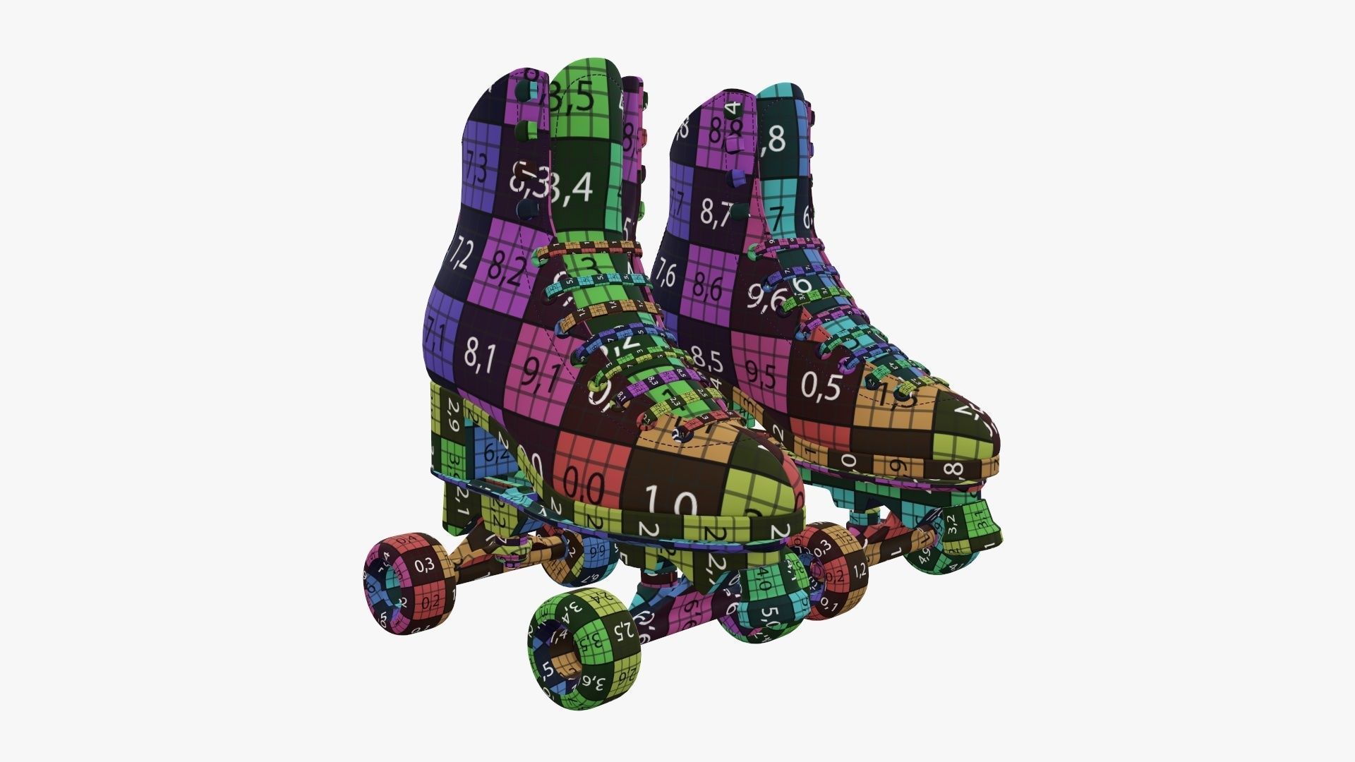 Quad roller skates with boots 3D model_16