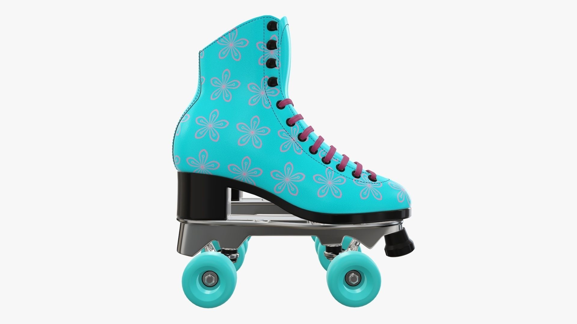 Quad roller skates with boots 3D model_2