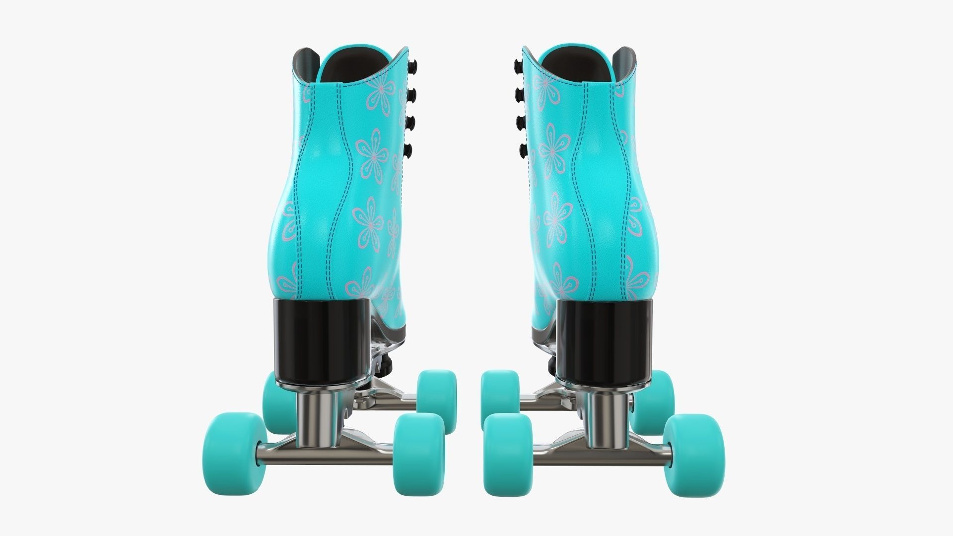 Quad roller skates with boots 3D model_4