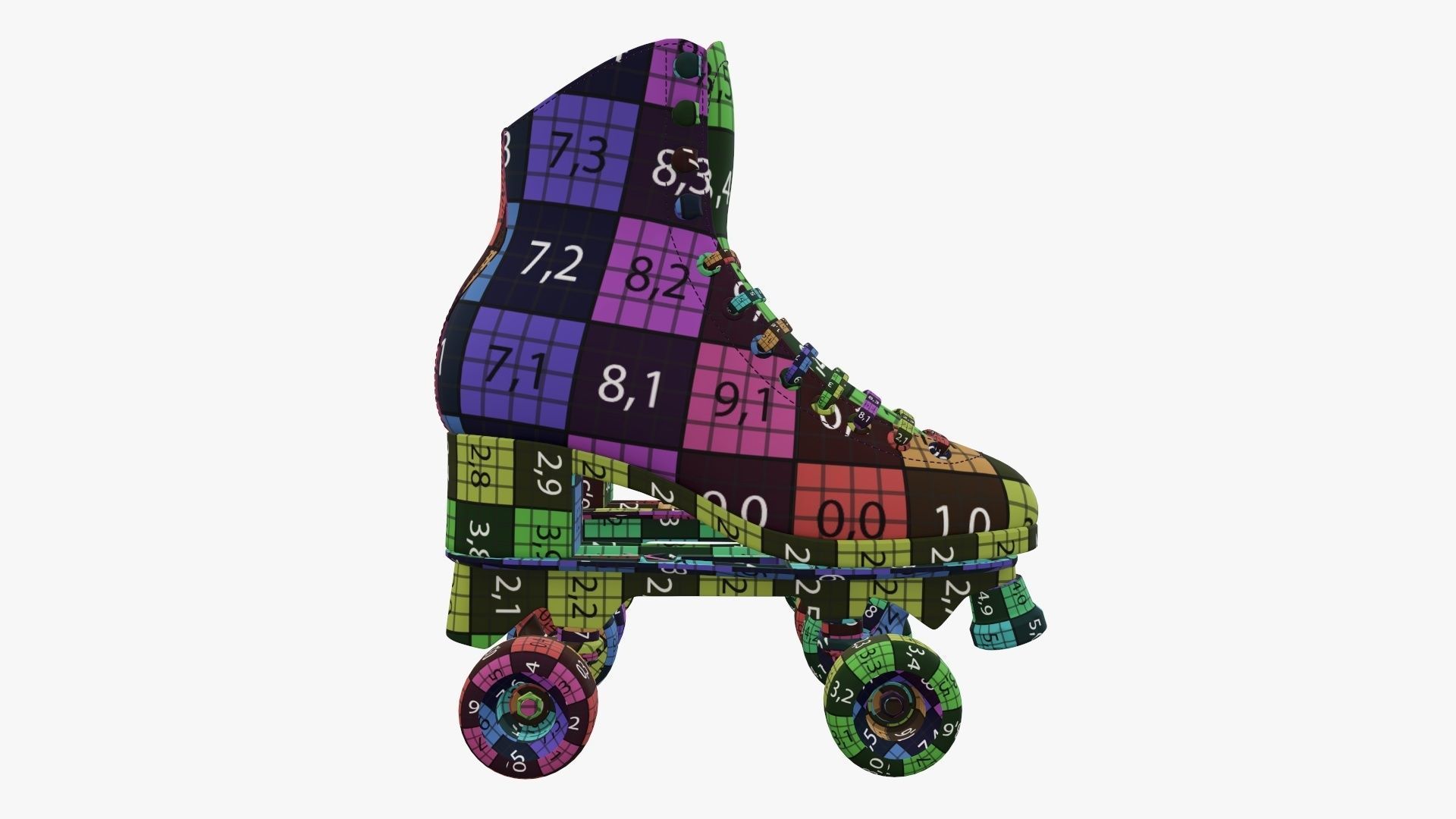 Quad roller skates with boots 3D model_18