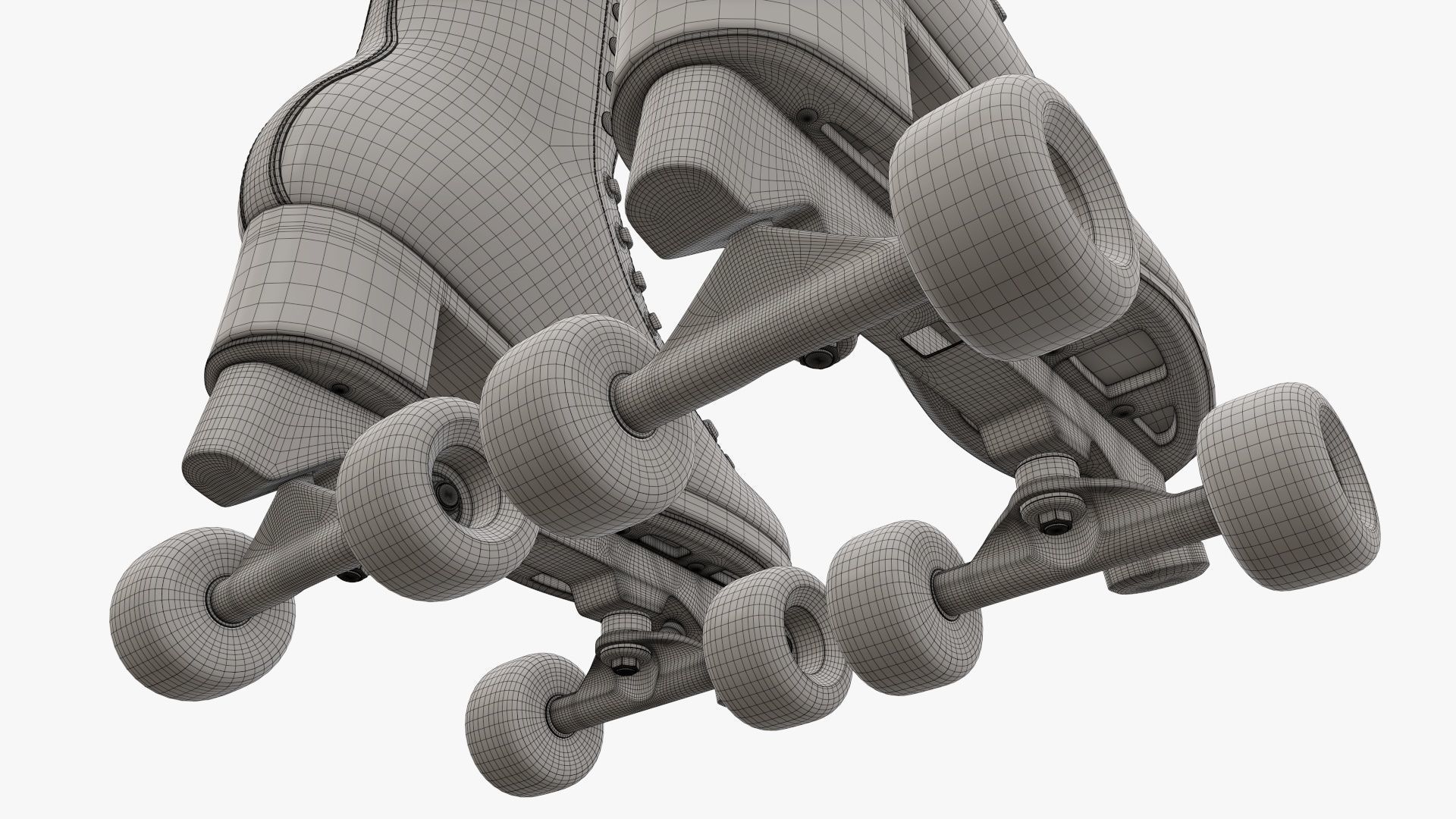 Quad roller skates with boots 3D model_15