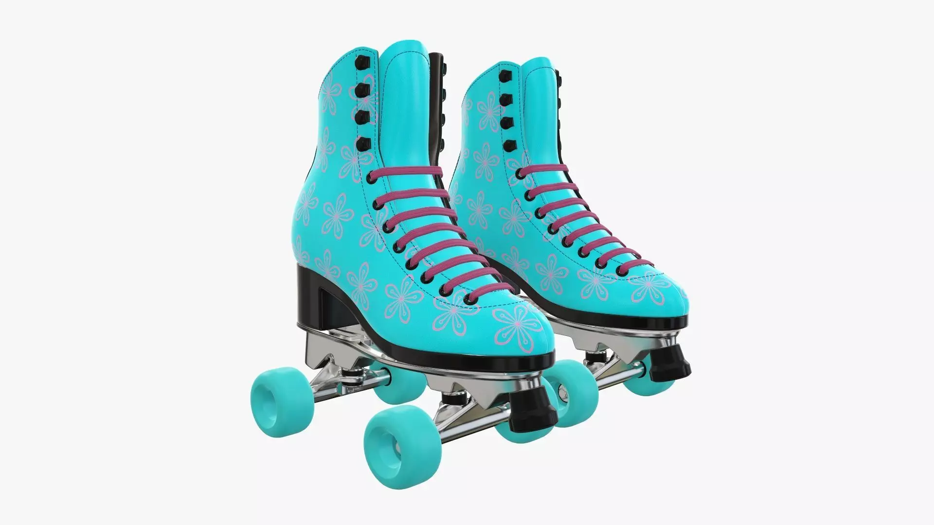 Quad roller skates with boots 3D model_0