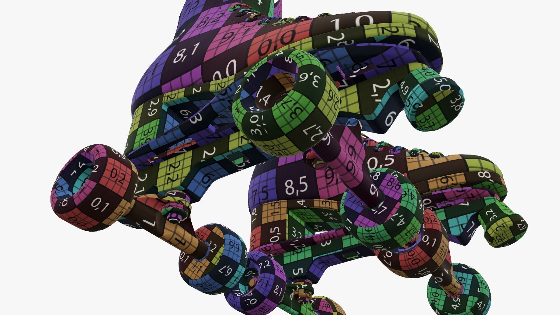 Quad roller skates with boots 3D model_21