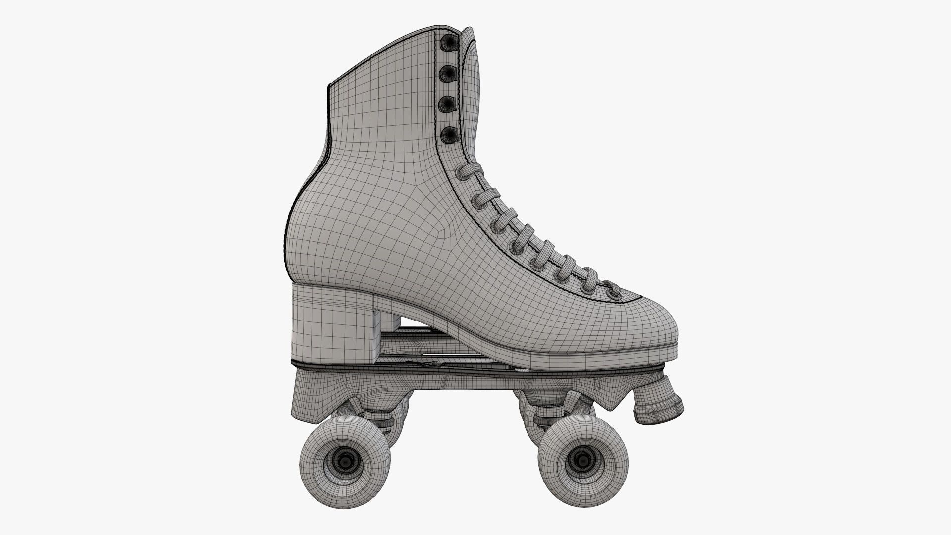 Quad roller skates with boots 3D model_10
