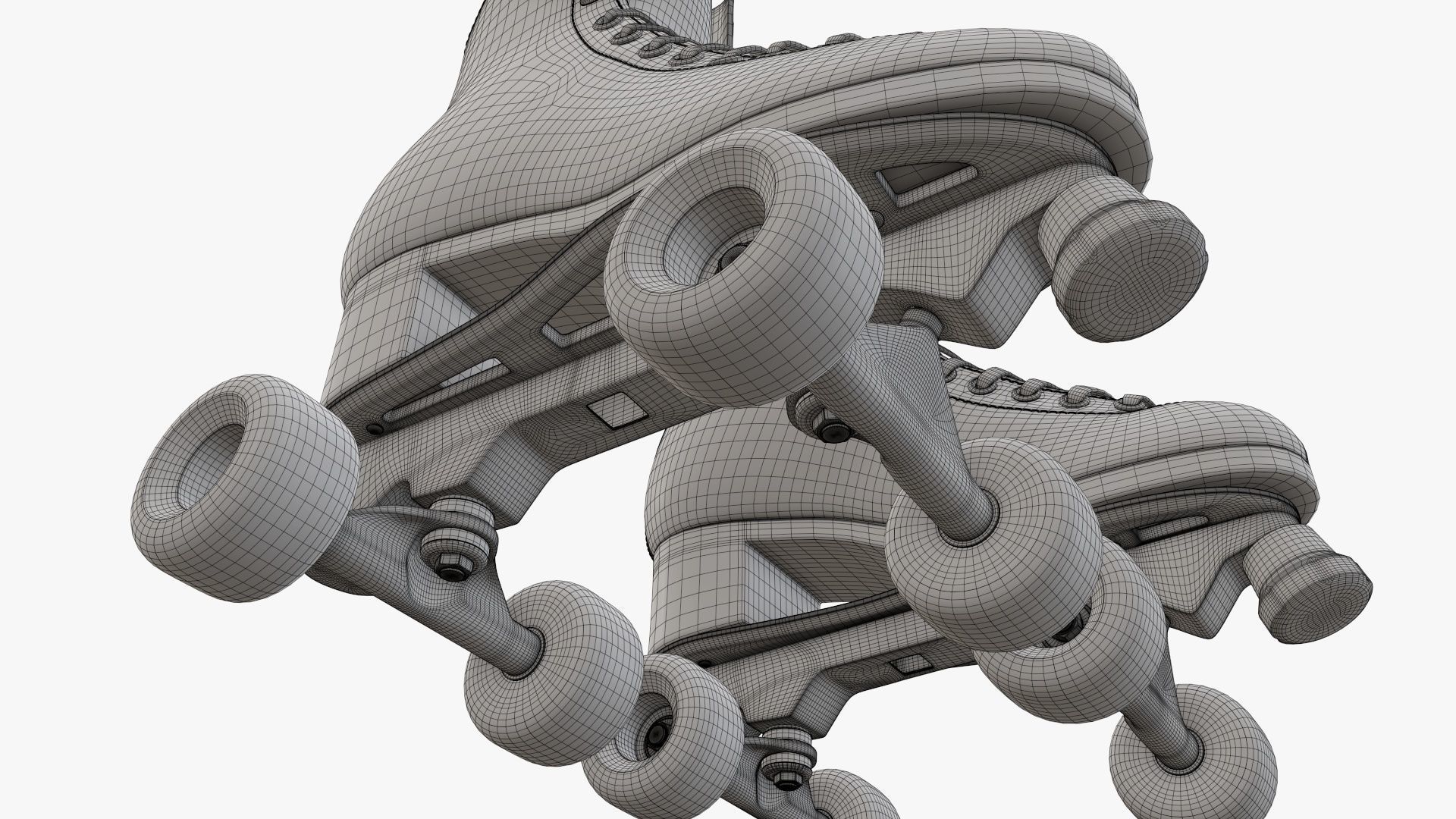 Quad roller skates with boots 3D model_13