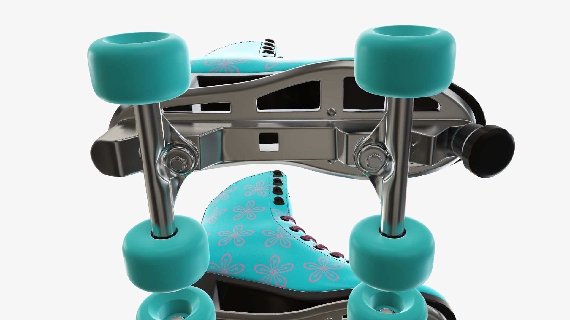 Quad roller skates with boots 3D model_6