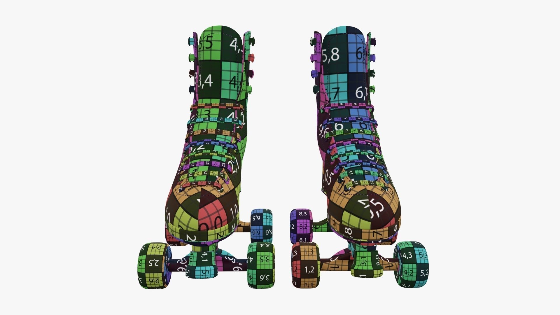 Quad roller skates with boots 3D model_17