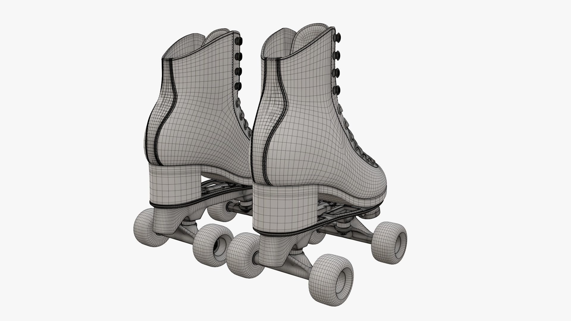 Quad roller skates with boots 3D model_11