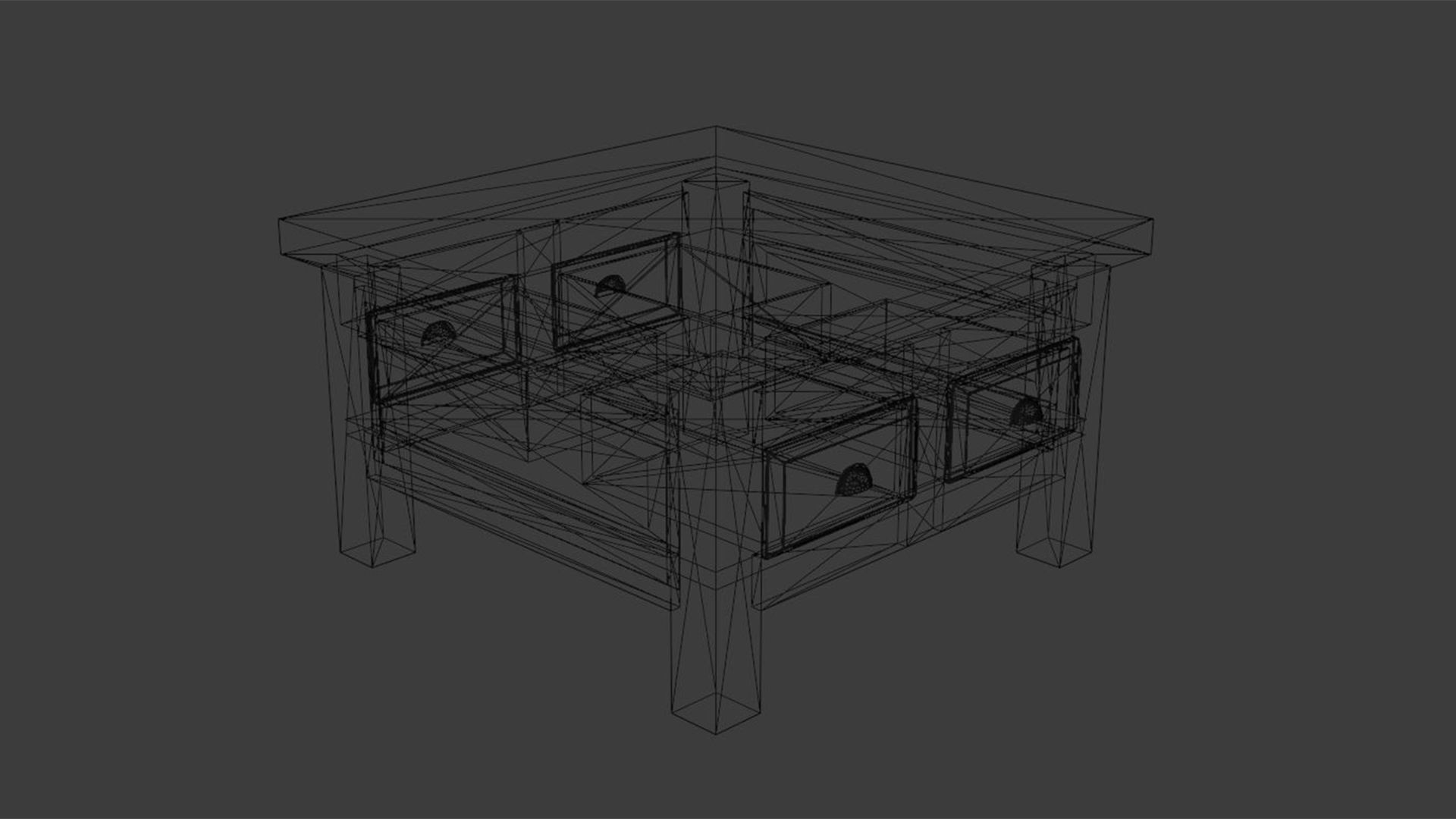 Japanese Table Low-poly 3D model_8