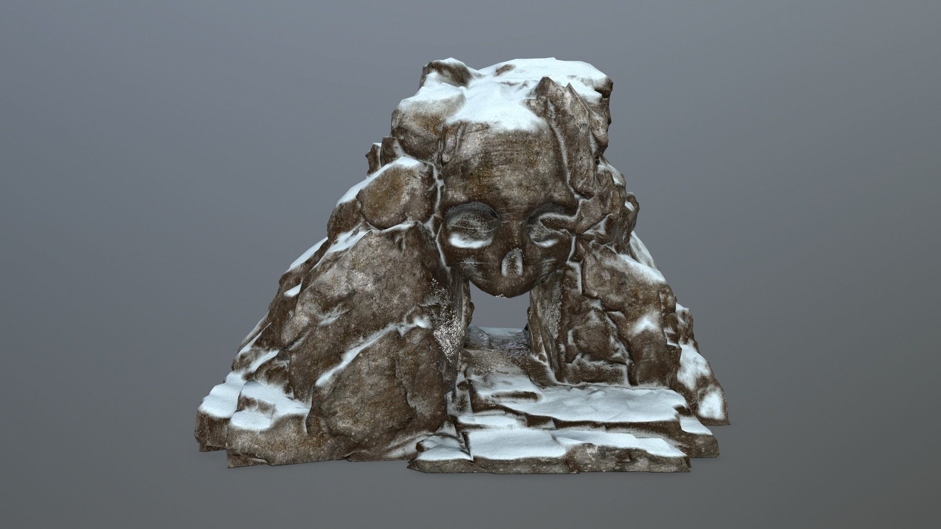 snow skull cave Low-poly 3D model_1