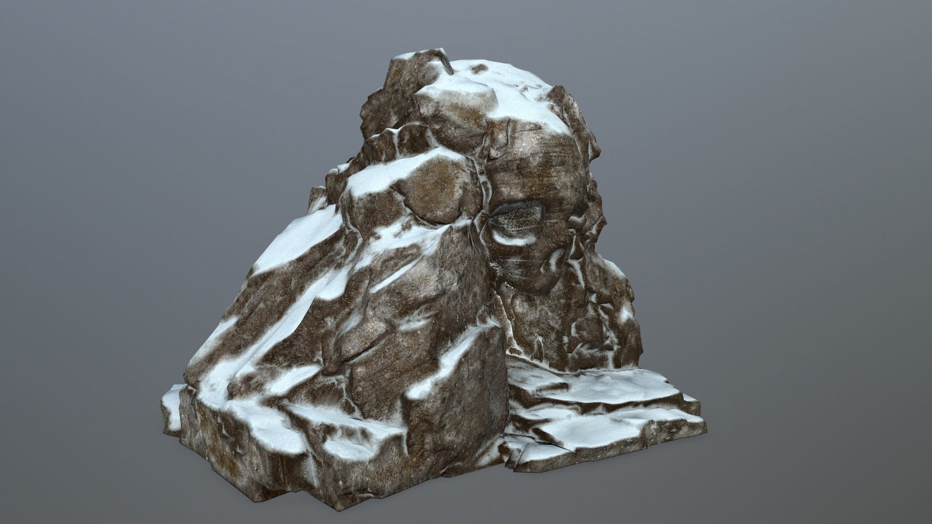 snow skull cave Low-poly 3D model_2