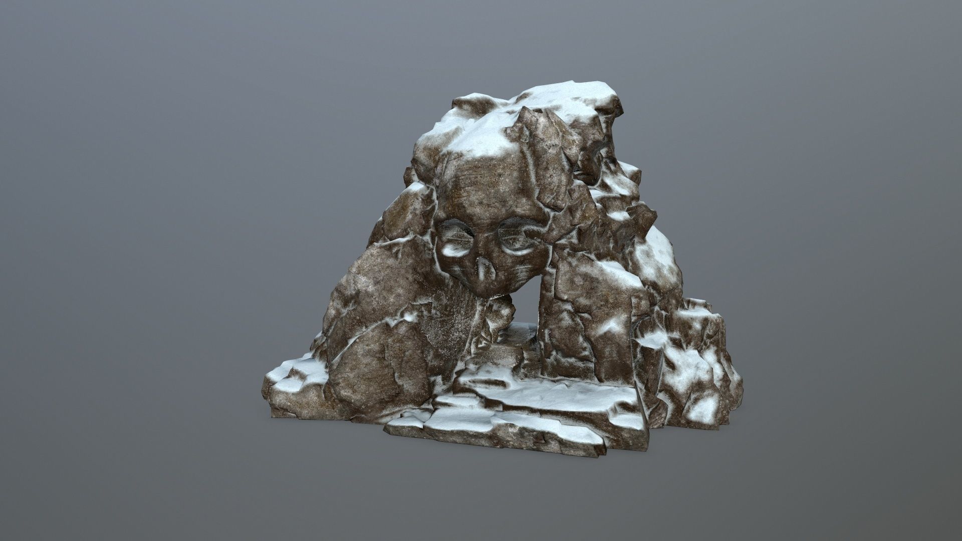 snow skull cave Low-poly 3D model_9