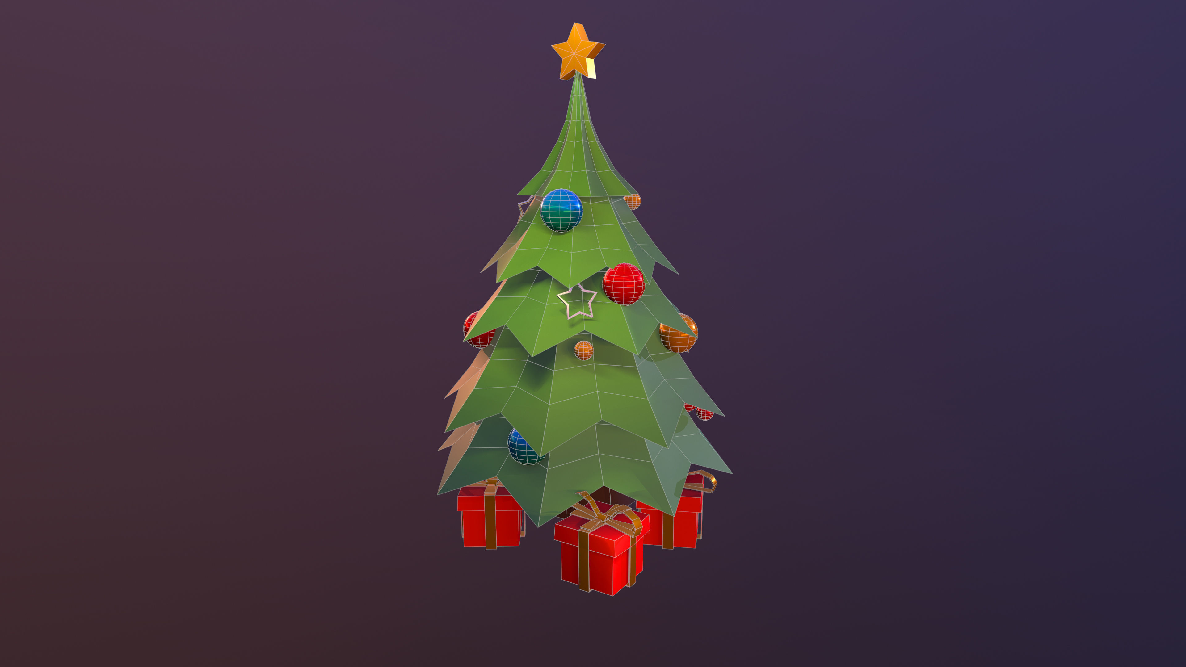 Christmas tree Free low-poly 3D model_1