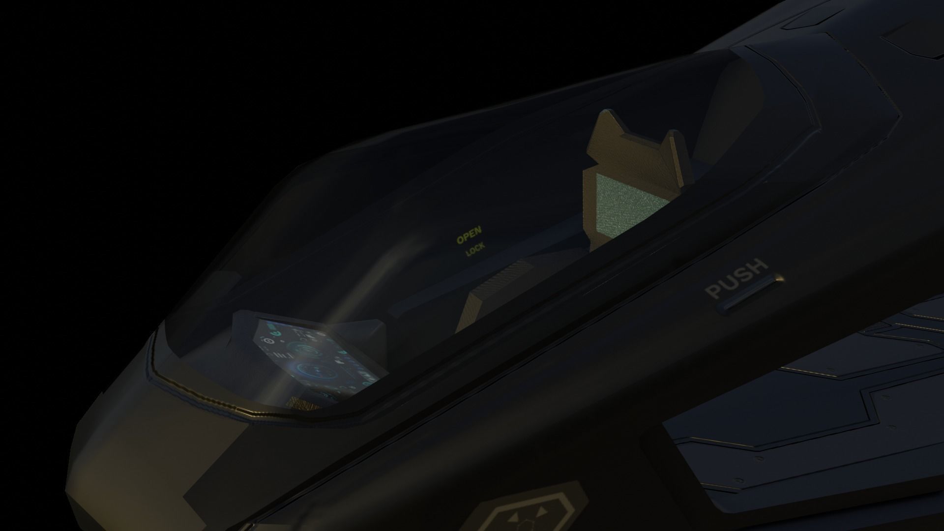 Scifi futuristic security helicopter Low-poly 3D model_10