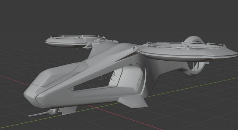 Scifi futuristic security helicopter Low-poly 3D model_36