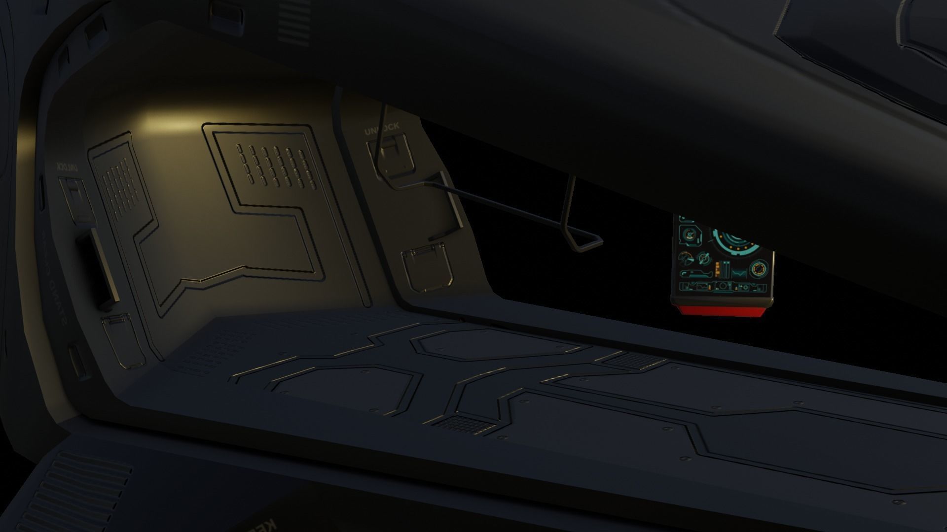 Scifi futuristic security helicopter Low-poly 3D model_28