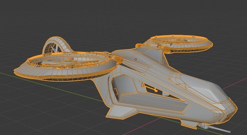 Scifi futuristic security helicopter Low-poly 3D model_27