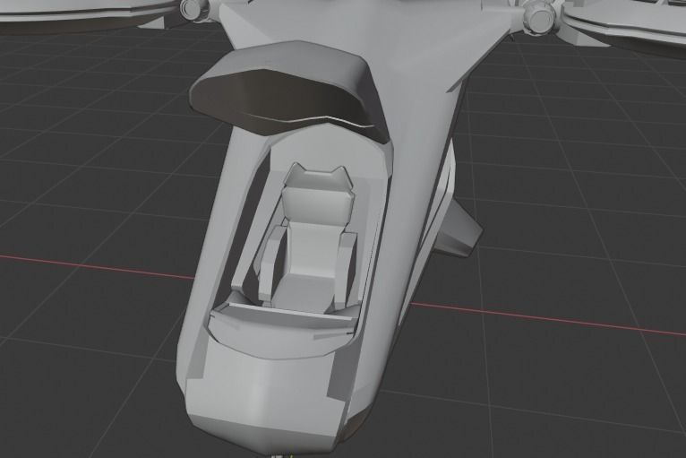 Scifi futuristic security helicopter Low-poly 3D model_46