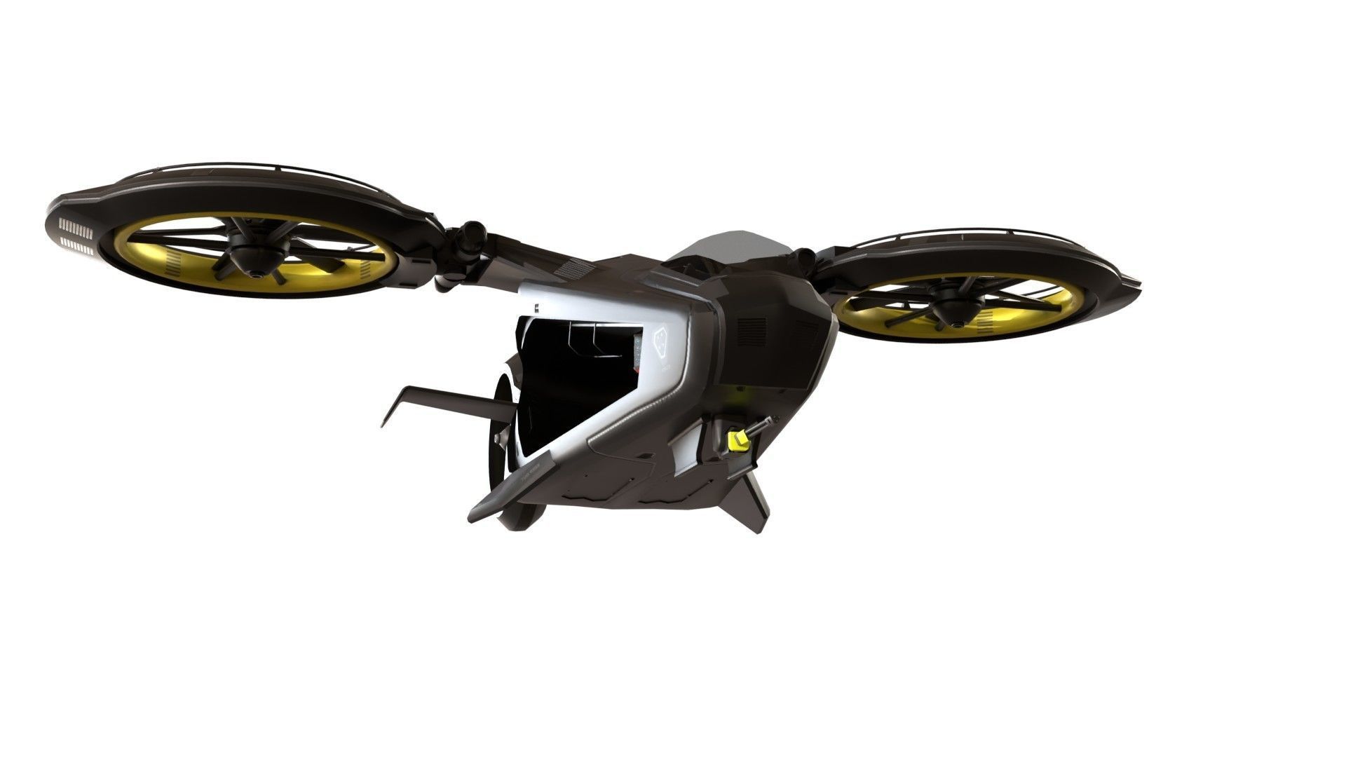 Scifi futuristic security helicopter Low-poly 3D model_1