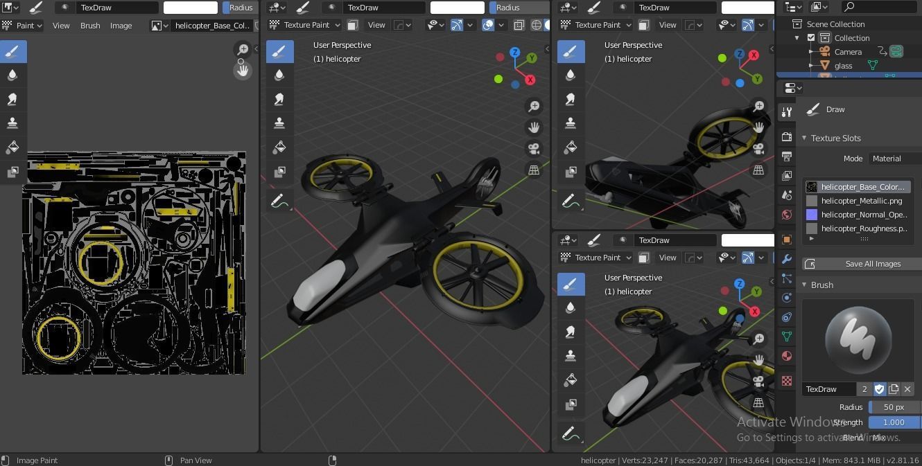 Scifi futuristic security helicopter Low-poly 3D model_43