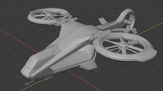 Scifi futuristic security helicopter Low-poly 3D model_33
