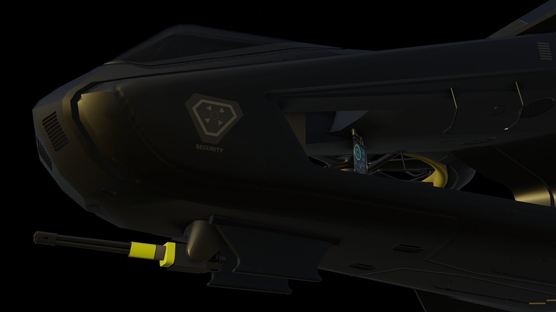 Scifi futuristic security helicopter Low-poly 3D model_13